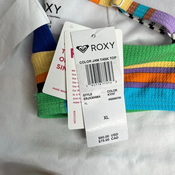 Roxy Womens Color Jam Striped Tank Top & Hipster Bikini Beach Swim Set XL - Picture 6 of 11